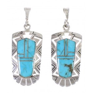 Southwest Turquoise Inlay Jewelry Post Dangle Earrings PX31715