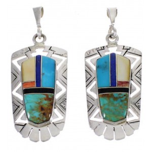 Genuine Sterling Silver Multicolor Southwestern Earrings PX31729