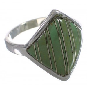 Southwestern Sterling Silver Turquoise Inlay Ring Size 6-1/4 UX34318