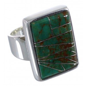 High Quality Sterling Silver Turquoise Inlay Ring Size 7-1/2 WX37389