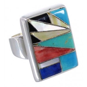 Sturdy Multicolor Southwest And Silver Ring Size 5-1/2 WX37649