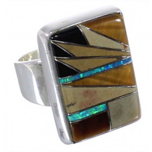 Well-Built Multicolor And Silver Ring Size 5-1/4 WX37724