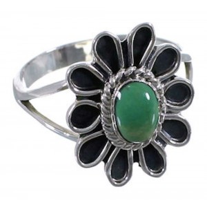 Genuine Sterling Silver Turquoise Flower Ring Size 8-1/4 VX37272