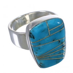 Southwestern Turquoise Inlay Sturdy Ring Size 6-1/4 EX40372