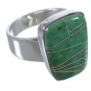 Turquoise Inlay Well-Built Southwest Ring Size 8-3/4 EX40406