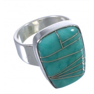 Southwest Well-Built Turquoise Inlay Ring Size 5-1/4 EX40436