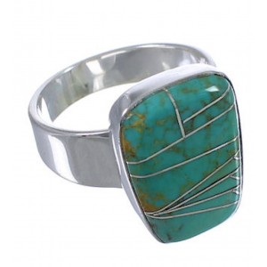 Southwest Turquoise Well-Built Sterling Silver Ring Size 6-1/4 EX40443