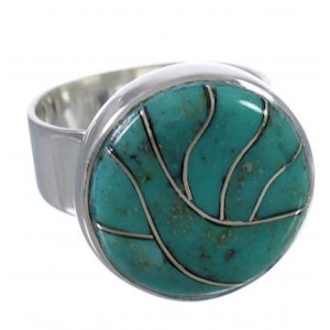 Heavy Turquoise Inlay Sterling Silver Ring Size 6 WX38083