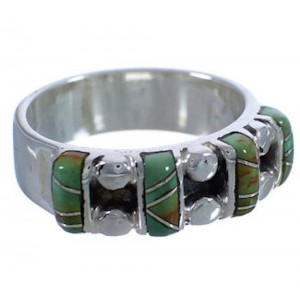 Southwest Sterling Silver Turquoise Inlay Ring Size 7-1/4 WX34444