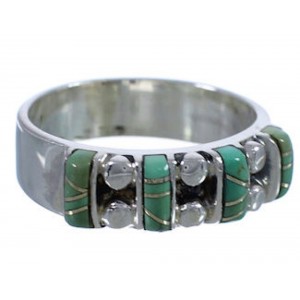 Turquoise Inlay Southwest Sterling Silver Ring Size 8-1/4 WX34472