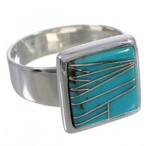 Heavy Sterling Silver Turquoise Ring Size 6-1/2 WX40892