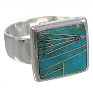 Heavy Genuine Sterling Silver Turquoise Ring Size 6-1/2 WX40636