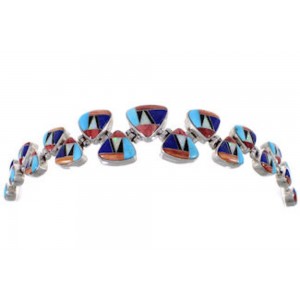 Lapis Multicolor Silver Jewelry Whiterock Link Bracelet AS29605