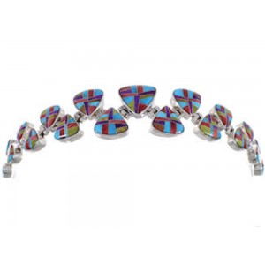 Whiterock Turquoise Multicolor Silver Jewelry Link Bracelet AS29600