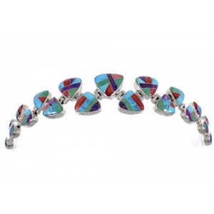 Turquoise Multicolor Silver Whiterock Link Bracelet Jewelry HS32972 