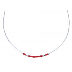 Hand Strung Liquid Silver And Coral 16" Necklace Jewelry LS37C