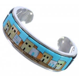 Turquoise Multicolor Native American Design Cuff Bracelet NS40597