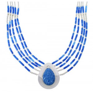 Denim Lapis & Liquid Sterling Silver Tear Drop Necklace JS2945