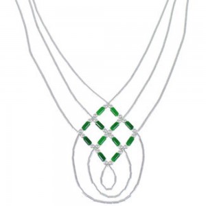 Malachite & Liquid Sterling Silver Basket Weave Necklace  LS45M