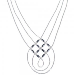 Hematite & Liquid Sterling Silver Basket Weave Necklace LS45H