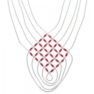 Hand Strung Liquid Sterling Silver And Coral Basket Weave Necklace LS46CR