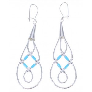 Liquid Silver Blue Turquoise Basket Weave Earrings  LS44BT