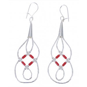 Liquid Sterling Silver & Coral Basket Weave Earrings LS44C