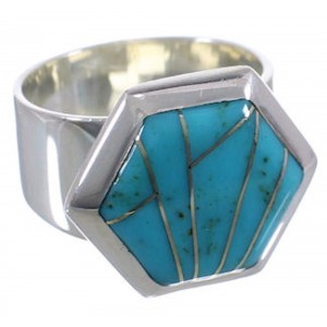 Turquoise Well-Built Sterling Silver Ring Size 8-3/4 EX40574