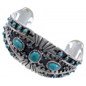 Silver Turquoise Southwestern Jewelry Sturdy Cuff Bracelet EX28249