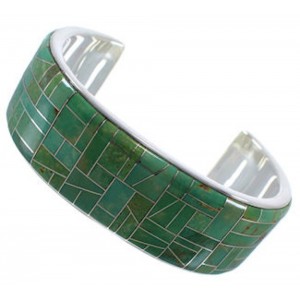 Turquoise Inlay High Quality Sterling Silver Cuff Bracelet EX28218