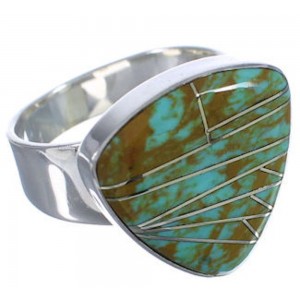 Southwest Heavy Turquoise And Silver Ring Size 6-1/4 PX40389