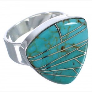High Quality Turquoise Inlay Silver Ring Size 5-1/4 PX40398