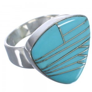 Heavy Southwest Turquoise Inlay Jewelry Ring Size 5-3/4 PX40426
