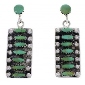 Genuine Sterling Silver Turquoise Post Dangle Earrings PX32843