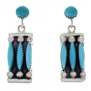 Sterling Silver And Turquoise Jewelry Post Dangle Earrings PX32860