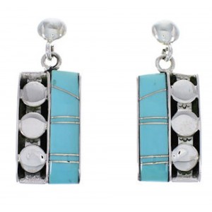 Genuine Sterling Silver Jewelry Turquoise Post Dangle Earrings PX32875