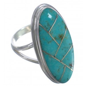 Turquoise Inlay And Sterling Silver Jewelry Ring Size 5-1/4 UX34215