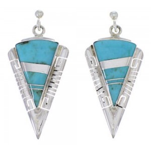 Turquoise And Silver Southwest Earrings EX31420