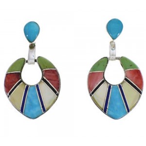 Multicolor Inlay Sterling Silver Earrings EX31511