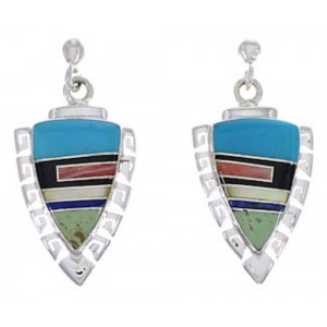 Southwest Multicolor Inlay Silver Earrings EX31533