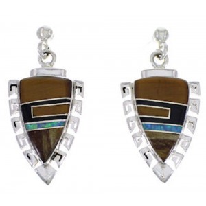 Multicolor Inlay Silver Southwest Earrings EX31534