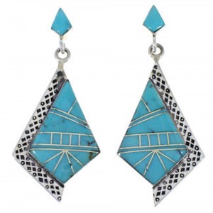 Southwest Turquoise Genuine Sterling Silver Earrings EX31537