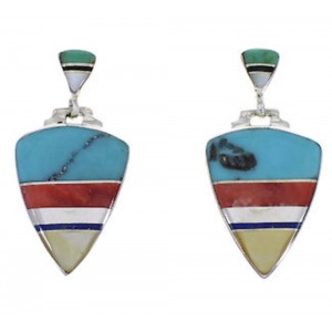 Multicolor Inlay Southwestern Silver Earrings EX31554