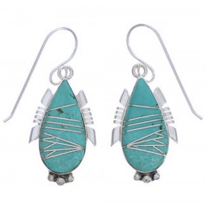 Sterling Silver Turquoise Hook Dangle Earrings FX31383