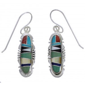 Multicolor Sterling Silver Hook Dangle Earrings FX31405