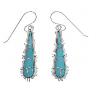Southwest Silver Turquoise Inlay Earrings FX31417