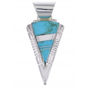 Sterling Silver Southwestern Turquoise Inlay Pendant EX28876