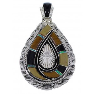 Tiger Eye And Multicolor Southwest Silver Pendant EX28943