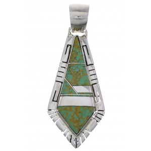 Sterling Silver Turquoise Inlay Southwest Pendant EX28946