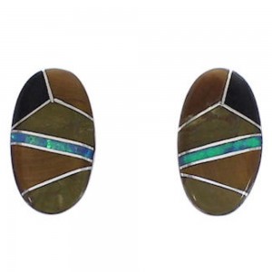 Southwestern Multicolor Inlay Post Earrings EX31597